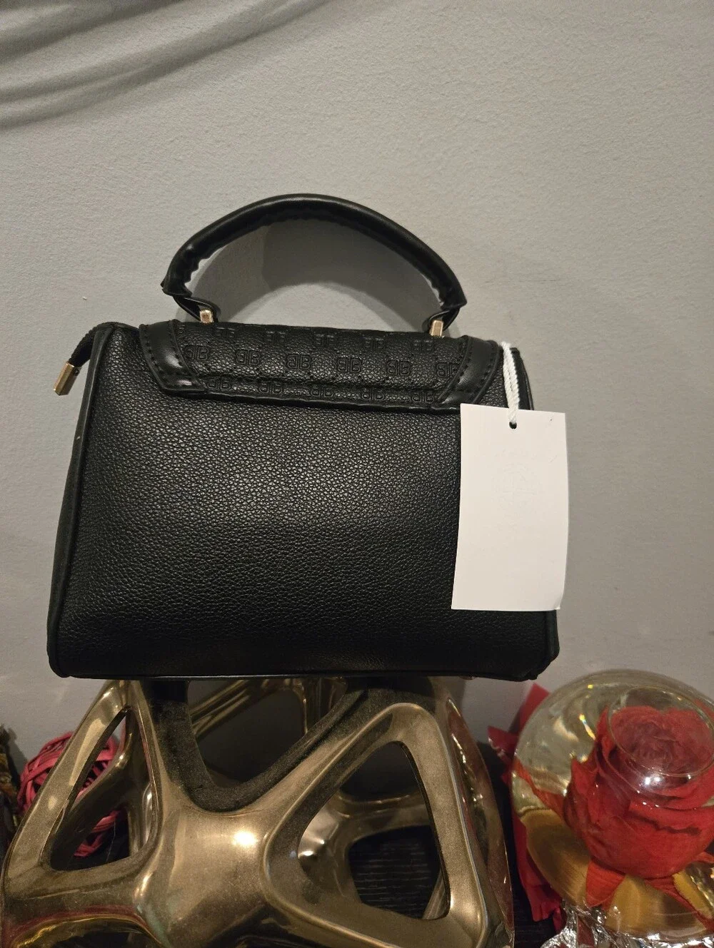 Black Top-Handle Women's Satchel- Crossbody Strap Inside Bag